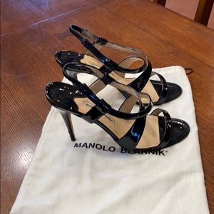 Manolo Blahnik open toe heels, sling back